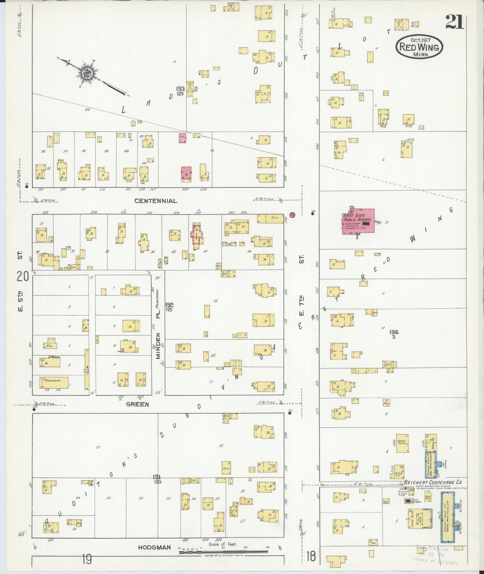 Sanborn Fire Insurance Map from Red Wing, Goodhue County, Minnesota (1917), Sheet #0021 - Complete Map Set gallery image, historic Sanborn map, vintage wall art, Minnesota Minnesota