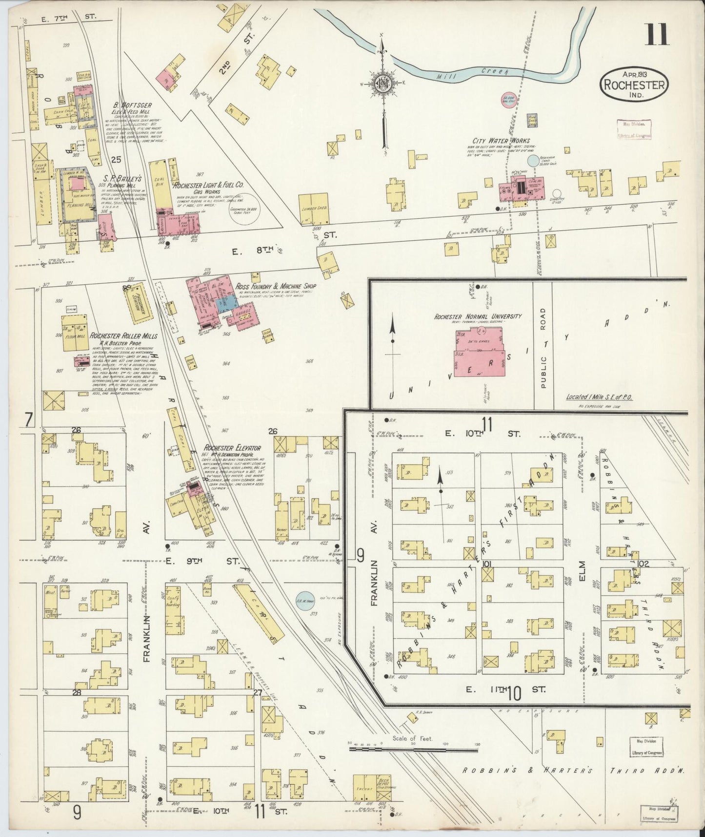 Sanborn Fire Insurance Map from Rochester, Fulton County, Indiana (1913), Sheet #0011 - Complete Map Set gallery image, historic Sanborn map, vintage wall art, Indiana Indiana