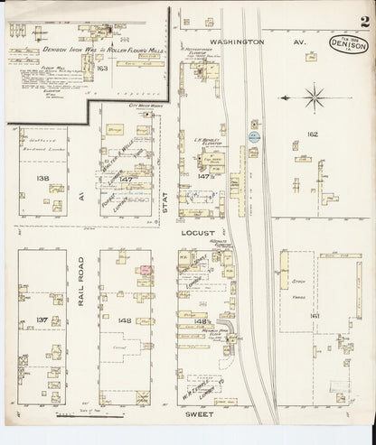 Sanborn Fire Insurance Map from Denison, Crawford County, Iowa (1886), Sheet #0002 - Historic Sanborn Fire Insurance Map Print