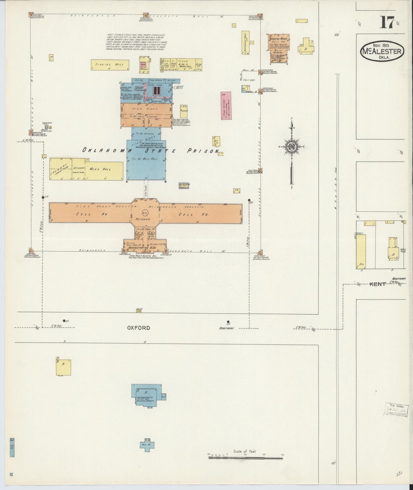 Sanborn Fire Insurance Map from McAlester, Pittsburg County, Oklahoma (1913), Sheet #0017 - Complete Map Set gallery image, historic Sanborn map, vintage wall art, Oklahoma Oklahoma
