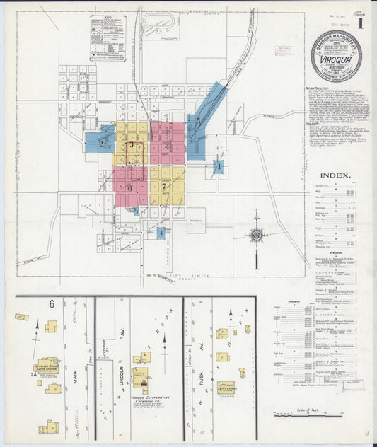 Sanborn Fire Insurance Map from Viroqua, Vernon County, Wisconsin (1911), Sheet #0001 - Complete Map Set gallery image, historic Sanborn map, vintage wall art, Wisconsin Wisconsin