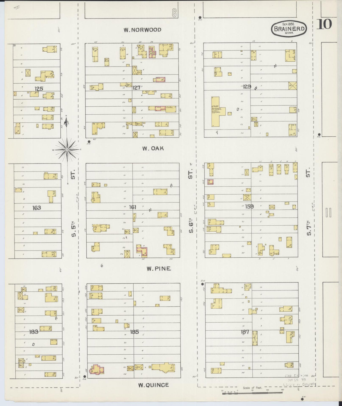 Sanborn Fire Insurance Map from Brainerd, Crow Wing County, Minnesota (1892), Sheet #0010 - Complete Map Set gallery image, historic Sanborn map, vintage wall art, Minnesota Minnesota