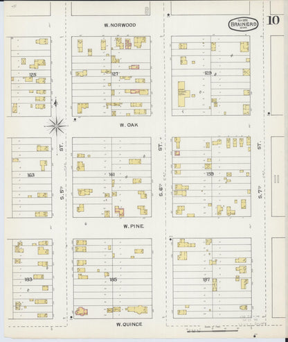 Sanborn Fire Insurance Map from Brainerd, Crow Wing County, Minnesota (1892), Sheet #0010 - Complete Map Set gallery image, historic Sanborn map, vintage wall art, Minnesota Minnesota