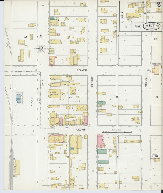 Sanborn Fire Insurance Map from Standish, Arenac County, Michigan (1895), Sheet #0002 - Historic Sanborn Fire Insurance Map Print, vintage old map wall art, antique decor, genealogy gift, Michigan Michigan map