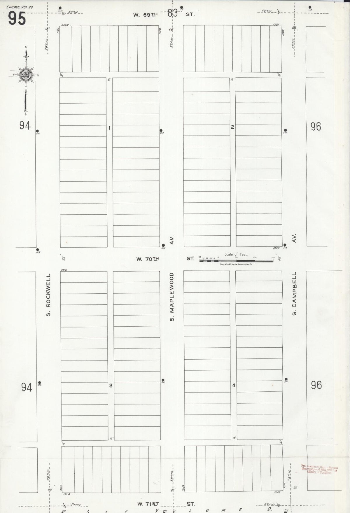 Sanborn Fire Insurance Map from Chicago, Cook County, Illinois (1920), Sheet #0095 - Historic Sanborn Fire Insurance Map Print, vintage old map wall art, antique decor, genealogy gift, Illinois Illinois map