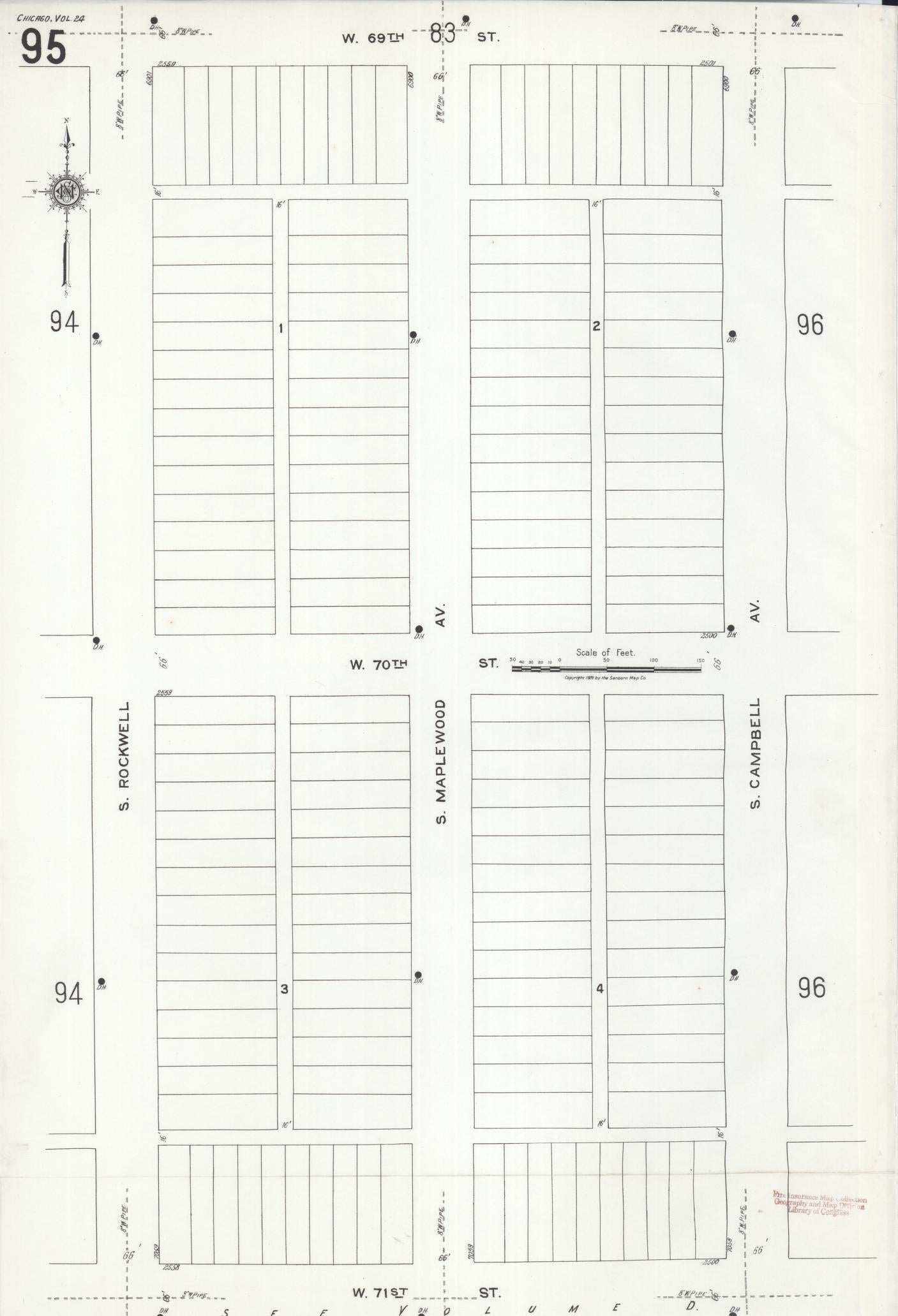 Sanborn Fire Insurance Map from Chicago, Cook County, Illinois (1920), Sheet #0095 - Historic Sanborn Fire Insurance Map Print, vintage old map wall art, antique decor, genealogy gift, Illinois Illinois map
