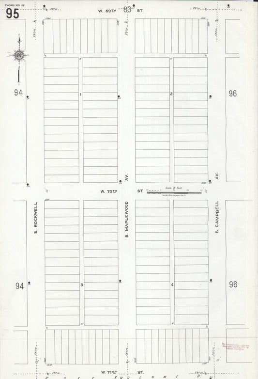 Sanborn Fire Insurance Map from Chicago, Cook County, Illinois (1920), Sheet #0095 - Historic Sanborn Fire Insurance Map Print, vintage old map wall art, antique decor, genealogy gift, Illinois Illinois map