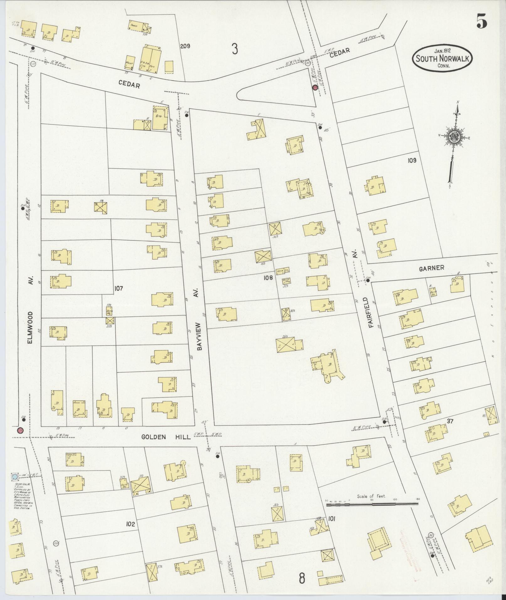Sanborn Fire Insurance Map from South Norwalk, Fairfield County, Connecticut (1912), Sheet #0005 - Complete Map Set gallery image, historic Sanborn map, vintage wall art, Connecticut Connecticut