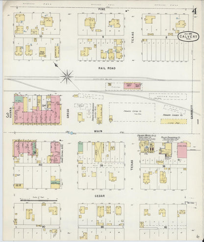 Sanborn Fire Insurance Map from Calvert, Robertson County, Texas (1896), Sheet #0004 - Historic Sanborn Fire Insurance Map Print, vintage old map wall art, antique decor, genealogy gift, Texas Texas map