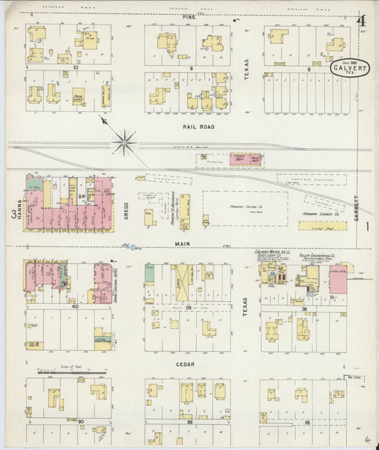Sanborn Fire Insurance Map from Calvert, Robertson County, Texas (1896), Sheet #0004 - Historic Sanborn Fire Insurance Map Print, vintage old map wall art, antique decor, genealogy gift, Texas Texas map