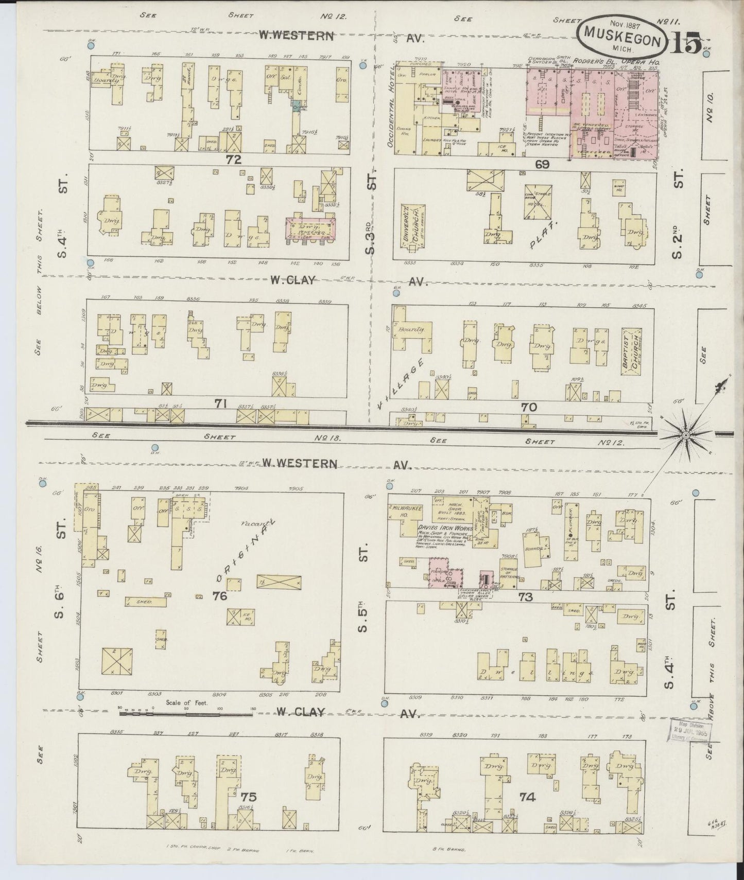 Sanborn Fire Insurance Map from Muskegon, Muskegon County, Michigan (1887), Sheet #0015 - Complete Map Set gallery image, historic Sanborn map, vintage wall art, Michigan Michigan
