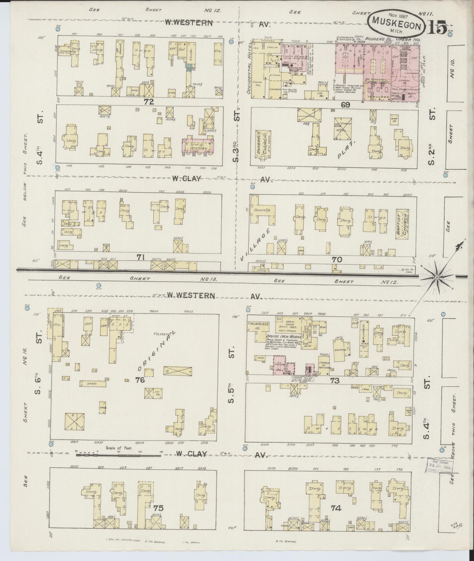 Sanborn Fire Insurance Map from Muskegon, Muskegon County, Michigan (1887), Sheet #0015 - Complete Map Set gallery image, historic Sanborn map, vintage wall art, Michigan Michigan