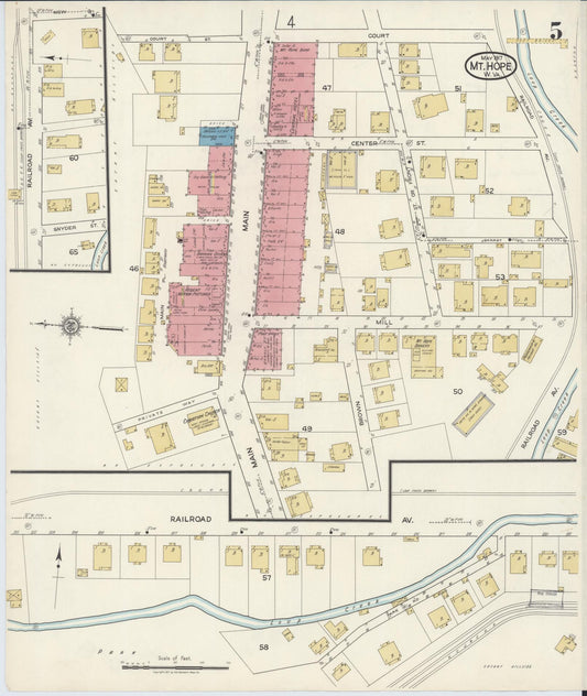 Sanborn Fire Insurance Map from Mount Hope, Fayette County, West Virginia (1917), Sheet #0005 - Historic Sanborn Fire Insurance Map Print, vintage old map wall art, antique decor, genealogy gift, West Virginia West Virginia map