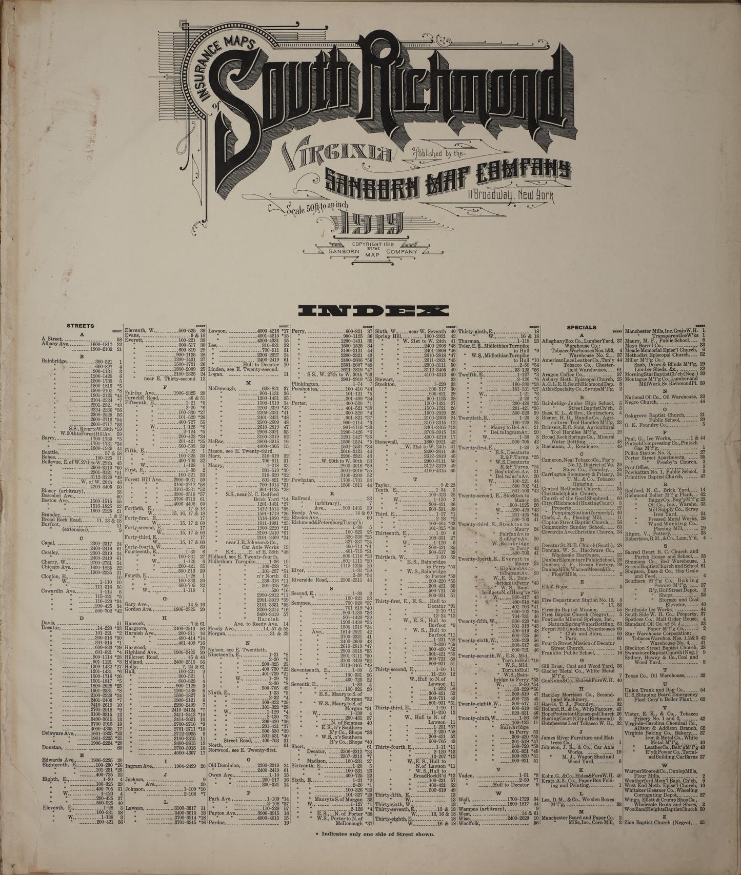Sanborn Fire Insurance Map from Richmond, Independent Cities, Virginia. (1919) – Historic Sanborn Fire Insurance Map Print