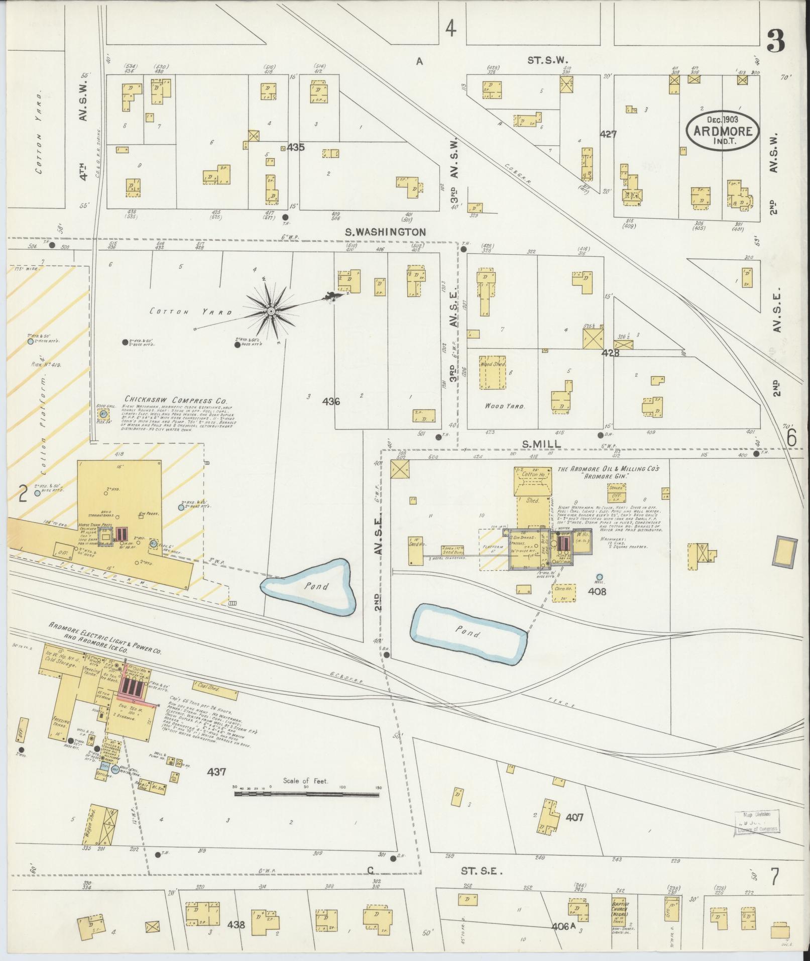 Sanborn Fire Insurance Map from Ardmore, Carter County, Oklahoma (1903), Sheet #0003 - Complete Map Set gallery image, historic Sanborn map, vintage wall art, Oklahoma Oklahoma