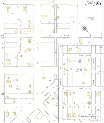 Sanborn Fire Insurance Map from Nampa, Canyon County, Idaho (1921), Sheet #0029 - Complete Map Set gallery image, historic Sanborn map, vintage wall art, Idaho Idaho
