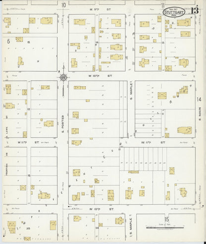 Sanborn Fire Insurance Map from Stuttgart, Arkansas County, Arkansas (1917), Sheet #0013 - Complete Map Set gallery image, historic Sanborn map, vintage wall art, Stuttgart Arkansas