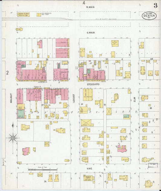 Sanborn Fire Insurance Map from Dexter, Stoddard County, Missouri (1900), Sheet #0003 - Historic Sanborn Fire Insurance Map Print, vintage old map wall art, antique decor, genealogy gift, Missouri Missouri map