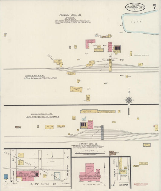 Sanborn Fire Insurance Map from Johnston City, Williamson County, Illinois (1922), Sheet #0007 - Historic Sanborn Fire Insurance Map Print, vintage old map wall art, antique decor, genealogy gift, Illinois Illinois map