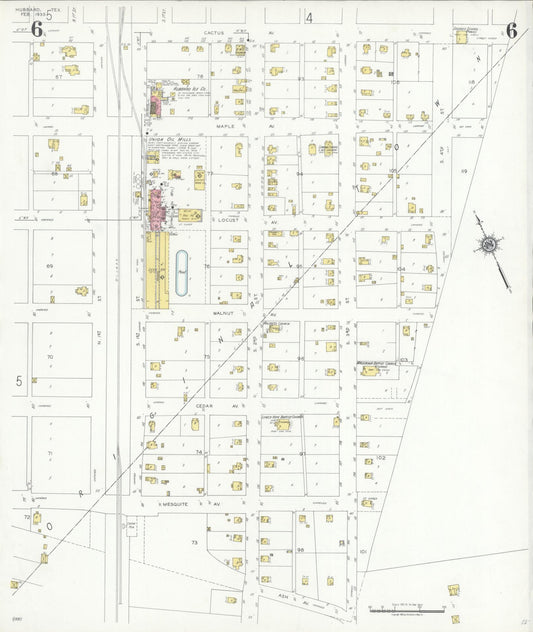 Sanborn Fire Insurance Map from Hubbard, Hill County, Texas (1935), Sheet #0006 - Historic Sanborn Fire Insurance Map Print, vintage old map wall art, antique decor, genealogy gift, Texas Texas map