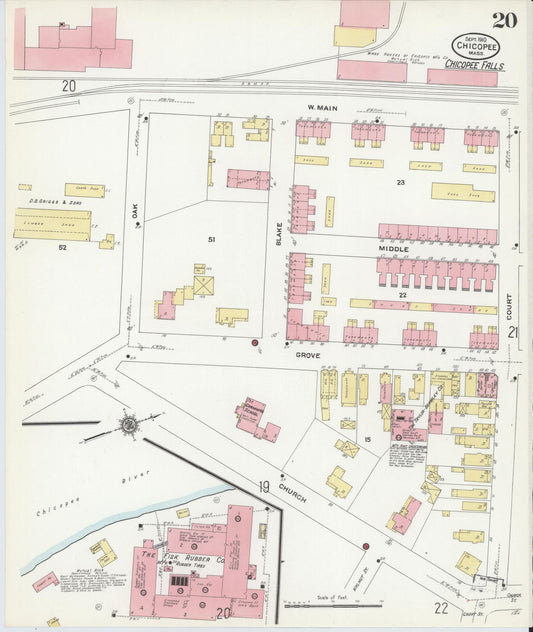 Sanborn Fire Insurance Map from Chicopee, Hampden County, Massachusetts (1910), Sheet #0020 - Historic Sanborn Fire Insurance Map Print, vintage old map wall art, antique decor, genealogy gift, Massachusetts Massachusetts map