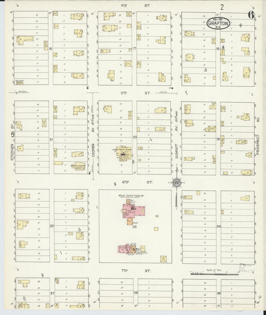 Sanborn Fire Insurance Map from Grafton, Walsh County, North Dakota (1914), Sheet #0006 - Historic Sanborn Fire Insurance Map Print, vintage old map wall art, antique decor, genealogy gift, North Dakota North Dakota map