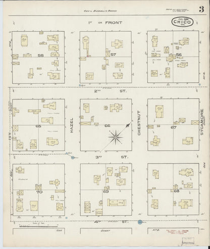 Sanborn Fire Insurance Map from Chico, Butte County, California (1886), Sheet #0003 - Complete Map Set gallery image, historic Sanborn map, vintage wall art, California California