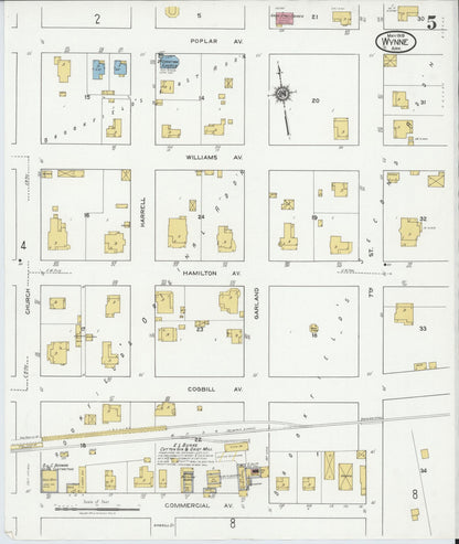 Sanborn Fire Insurance Map from Wynne, Cross County, Arkansas (1919), Sheet #0005 - Complete Map Set gallery image, historic Sanborn map, vintage wall art, Arkansas Arkansas