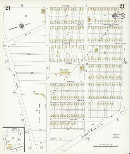 Sanborn Fire Insurance Map from Bogalusa, Washington Parish, Louisiana (1925), Sheet #0021 - Complete Map Set gallery image, historic Sanborn map, vintage wall art, Louisiana Louisiana