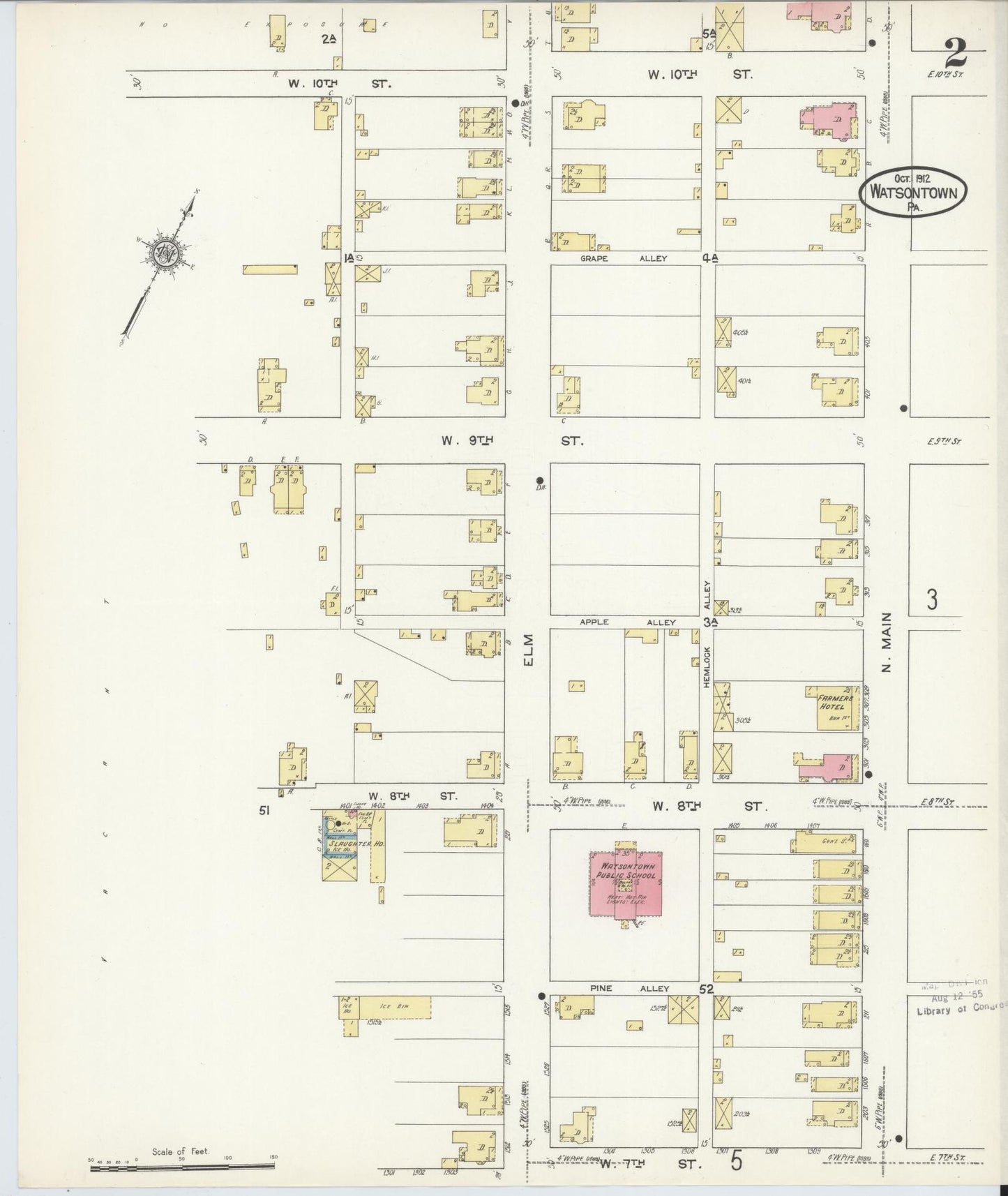 Sanborn Fire Insurance Map from Watsontown, Northumberland County, Pennsylvania (1912), Sheet #0002 - Complete Map Set gallery image, historic Sanborn map, vintage wall art, Pennsylvania Pennsylvania