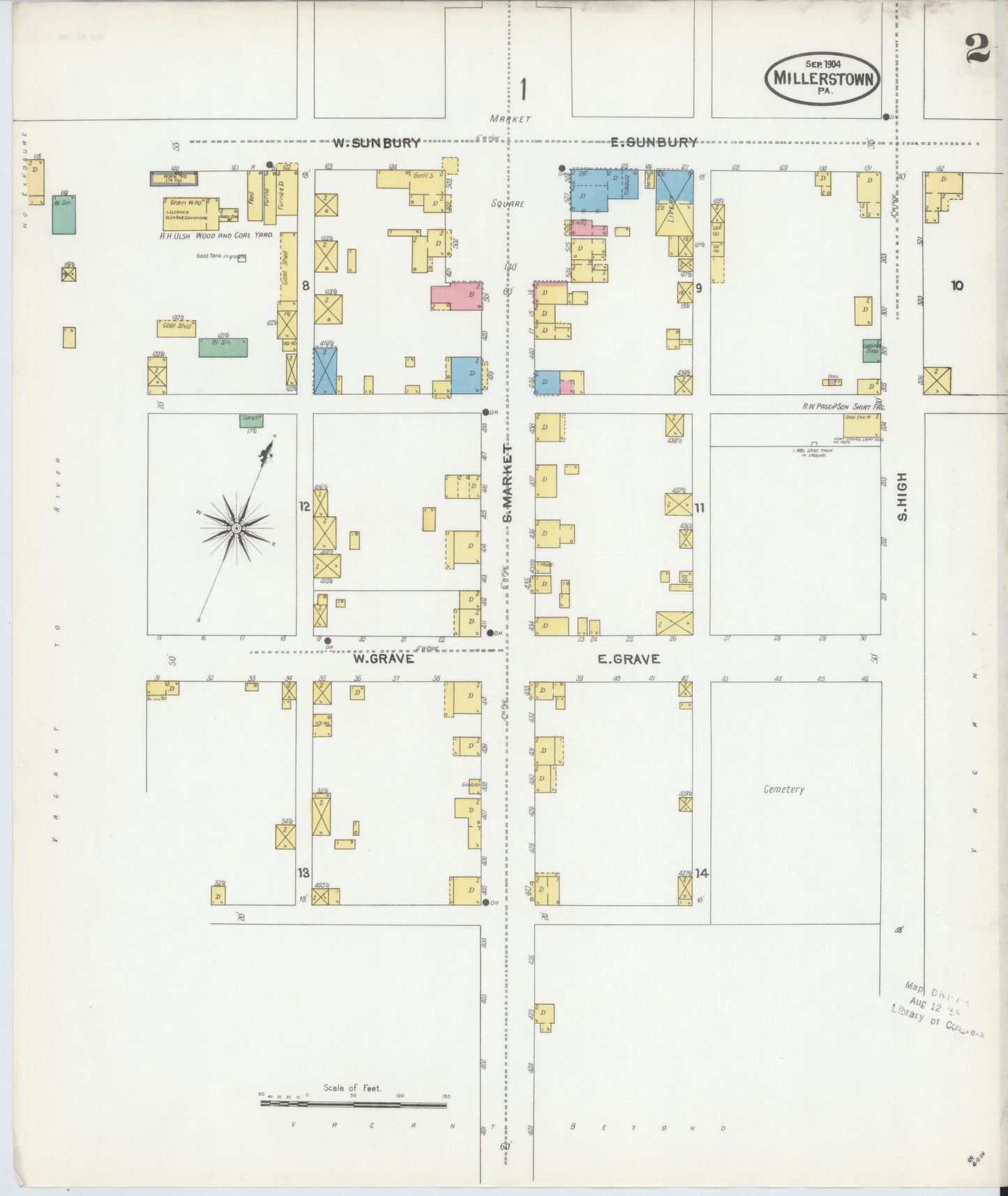 Sanborn Fire Insurance Map from Millerstown, Perry County, Pennsylvania (1904), Sheet #0002 - Complete Map Set gallery image, historic Sanborn map, vintage wall art, Pennsylvania Pennsylvania
