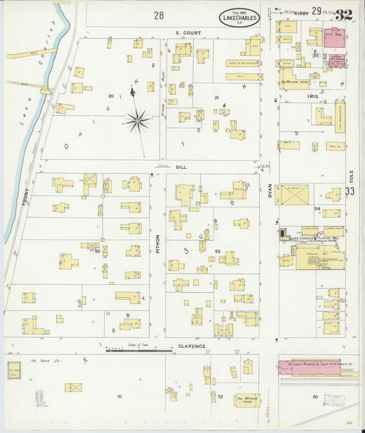 Sanborn Fire Insurance Map from Lake Charles, Calcasieu Parish, Louisiana (1909), Sheet #0032 - Historic Sanborn Fire Insurance Map Print, vintage old map wall art, antique decor, genealogy gift, Louisiana Louisiana map