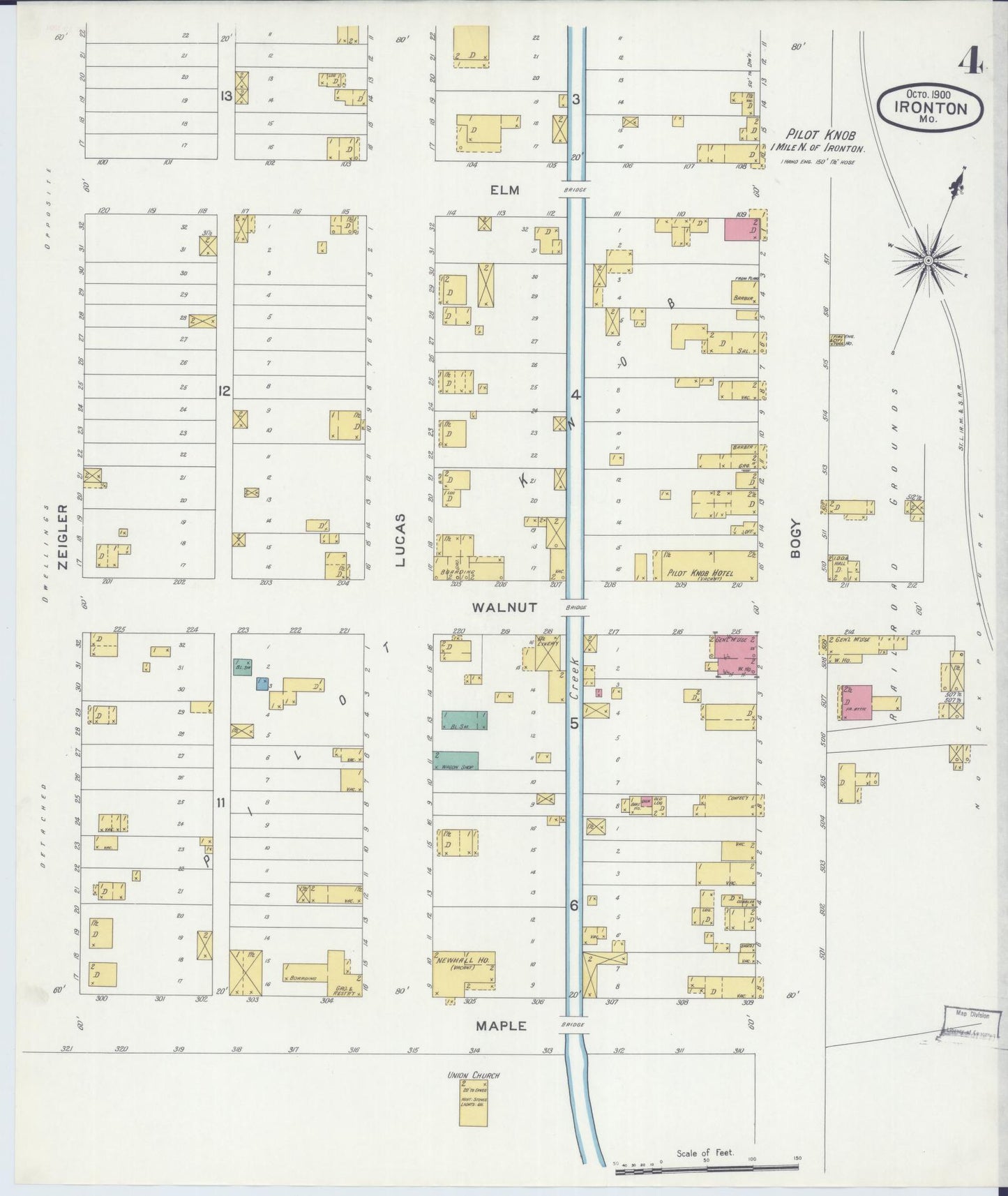 Sanborn Fire Insurance Map from Ironton, Iron County, Missouri (1900), Sheet #0004 - Complete Map Set gallery image, historic Sanborn map, vintage wall art, Missouri Missouri