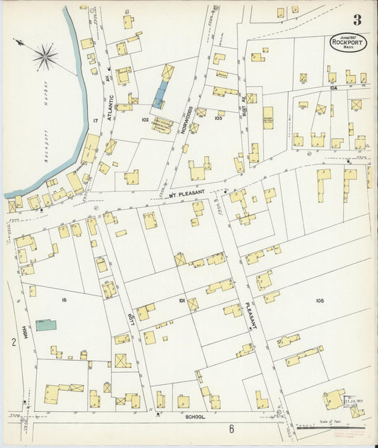 Sanborn Fire Insurance Map from Rockport, Essex County, Massachusetts (1907), Sheet #0003 - Historic Sanborn Fire Insurance Map Print, vintage old map wall art, antique decor, genealogy gift, Massachusetts Massachusetts map