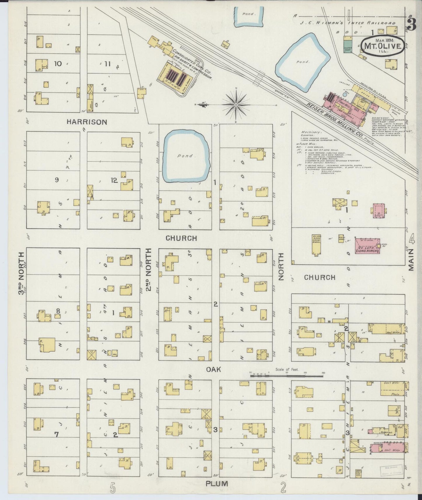 Sanborn Fire Insurance Map from Mount Olive, Macoupin County, Illinois (1894), Sheet #0003 - Complete Map Set gallery image, historic Sanborn map, vintage wall art, Illinois Illinois