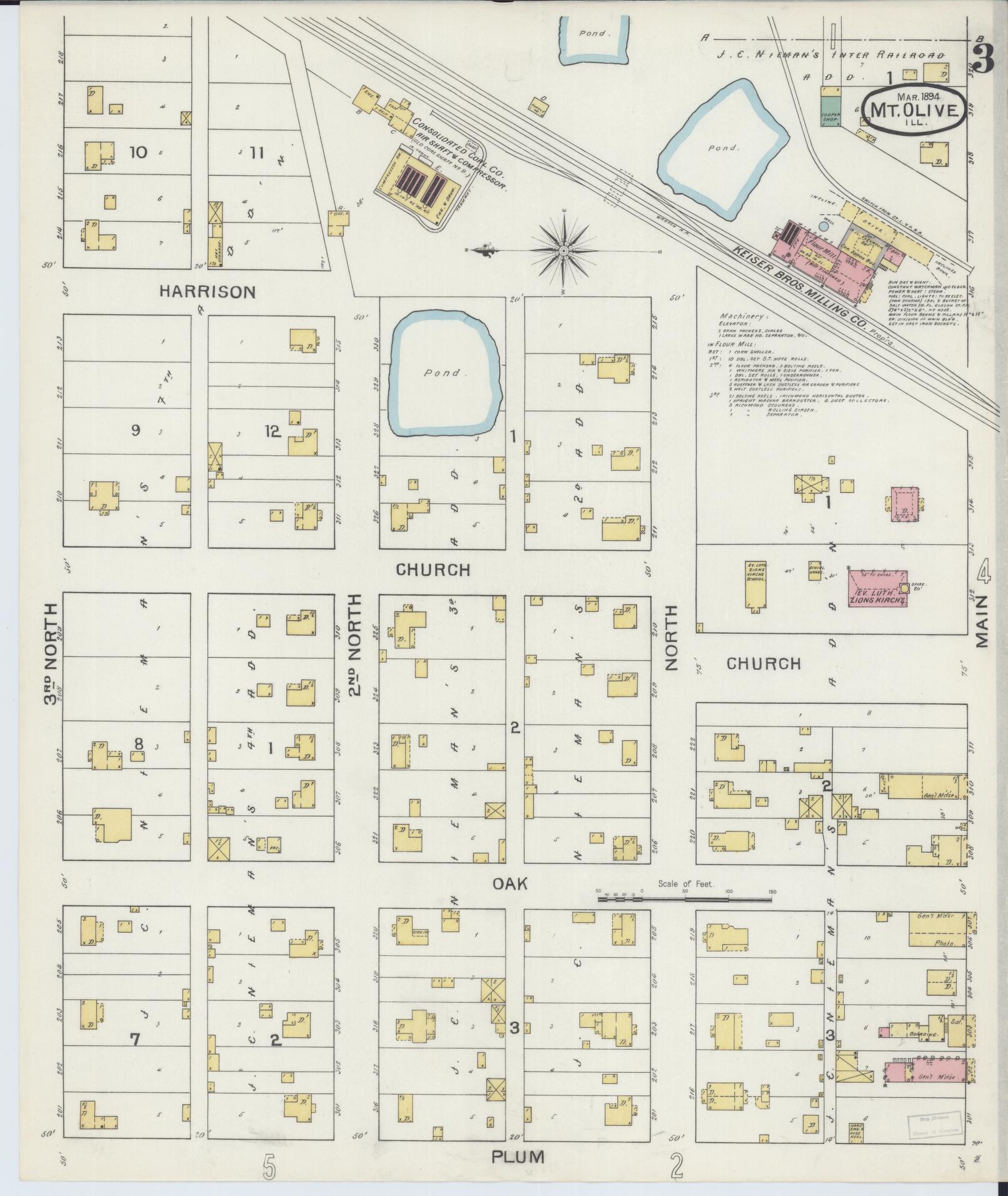 Sanborn Fire Insurance Map from Mount Olive, Macoupin County, Illinois (1894), Sheet #0003 - Complete Map Set gallery image, historic Sanborn map, vintage wall art, Illinois Illinois