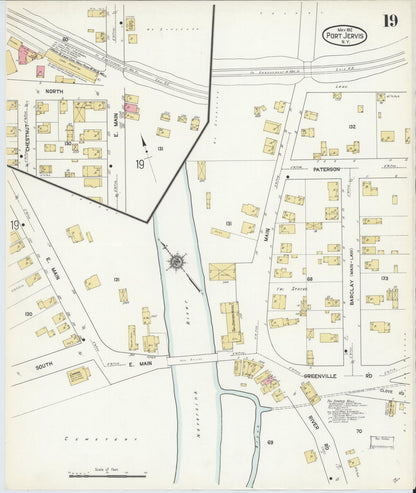 Sanborn Fire Insurance Map from Port Jervis, Orange County, New York (1912), Sheet #0019 - Complete Map Set gallery image, historic Sanborn map, vintage wall art, New York New York