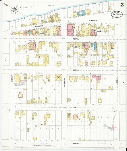 Sanborn Fire Insurance Map from Sabula, Jackson County, Iowa (1905), Sheet #0003 - Historic Sanborn Fire Insurance Map Print, vintage old map wall art