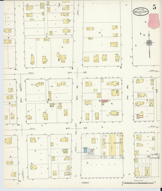 Sanborn Fire Insurance Map from Valley City, Barnes County, North Dakota (1913), Sheet #0005 - Historic Sanborn Fire Insurance Map Print, vintage old map wall art, antique decor, genealogy gift, North Dakota North Dakota map