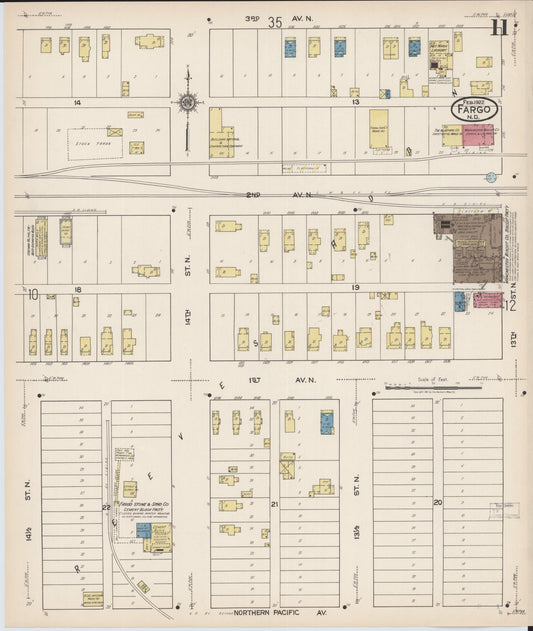 Sanborn Fire Insurance Map from Fargo, Cass County, North Dakota (1922), Sheet #0011 - Historic Sanborn Fire Insurance Map Print, vintage old map wall art, antique decor, genealogy gift, North Dakota North Dakota map