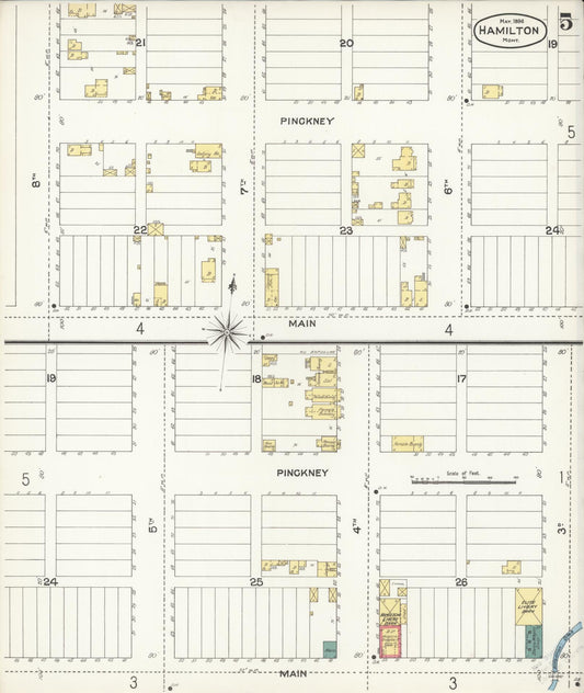 Sanborn Fire Insurance Map from Hamilton, Ravalli County, Montana (1896), Sheet #0005 - Historic Sanborn Fire Insurance Map Print, vintage old map wall art, antique decor, genealogy gift, Montana Montana map