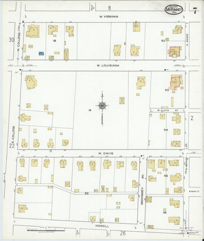 Sanborn Fire Insurance Map from McKinney, Collin County, Texas (1920), Sheet #0007 - Complete Map Set gallery image, historic Sanborn map, vintage wall art, Texas Texas