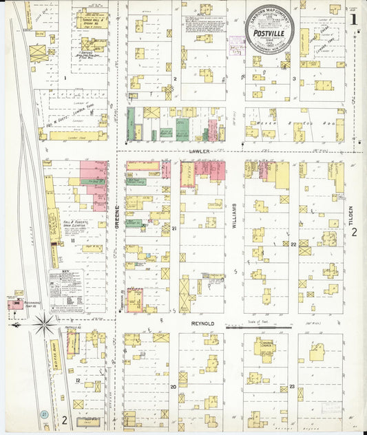 Sanborn Fire Insurance Map from Postville, Allamakee County, Iowa (1902), Sheet #0001 - Historic Sanborn Fire Insurance Map Print, vintage old map wall art