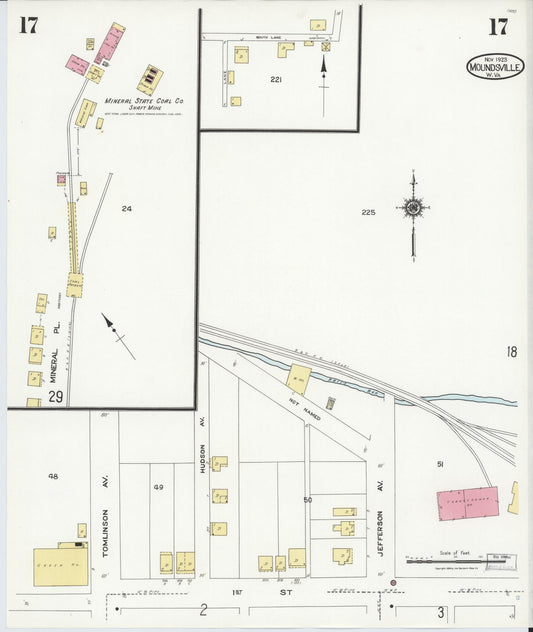 Sanborn Fire Insurance Map from Moundsville, Marshall County, West Virginia (1923), Sheet #0017 - Historic Sanborn Fire Insurance Map Print, vintage old map wall art, antique decor, genealogy gift, West Virginia West Virginia map