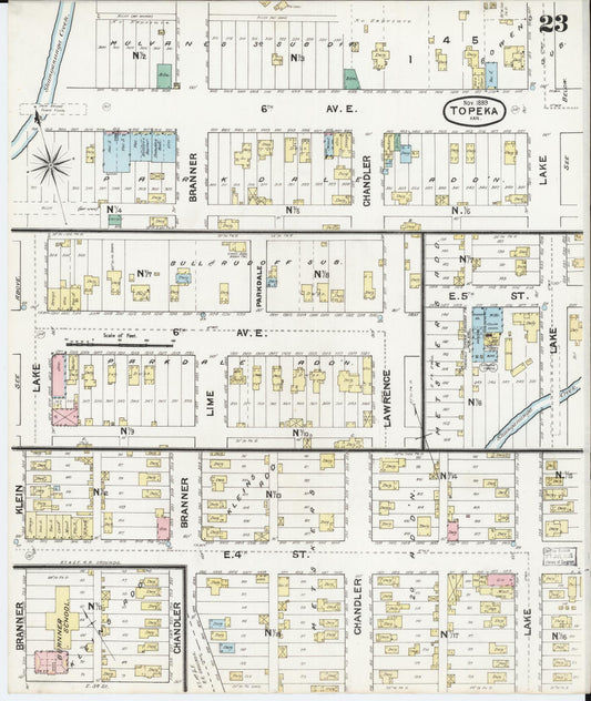 Sanborn Fire Insurance Map from Topeka, Shawnee County, Kansas (1889), Sheet #0024 - Historic Sanborn Fire Insurance Map Print, vintage old map wall art, antique decor, genealogy gift, Kansas Kansas map