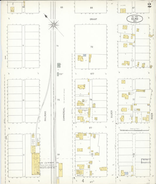 Sanborn Fire Insurance Map from Elko, Elko County, Nevada (1904), Sheet #0002 - Historic Sanborn Fire Insurance Map Print, vintage old map wall art, antique decor, genealogy gift, Nevada Nevada map