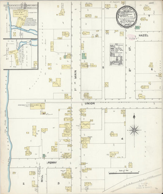 Sanborn Fire Insurance Map from Jefferson, Marion County, Oregon (1890), Sheet #0001 - Historic Sanborn Fire Insurance Map Print, vintage old map wall art, antique decor, genealogy gift, Oregon Oregon map