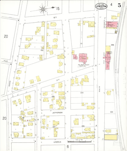 Sanborn Fire Insurance Map from Lewiston, Nez Perce County, Idaho (1909), Sheet #0005 - Complete Map Set gallery image, historic Sanborn map, vintage wall art, Idaho Idaho