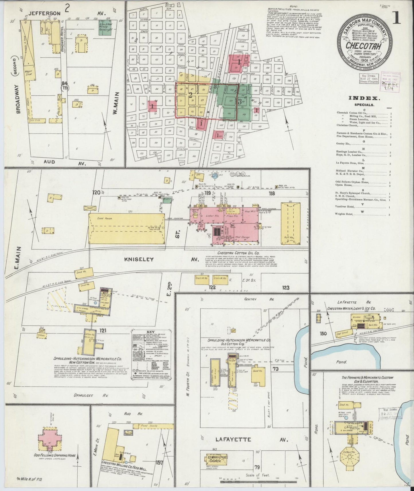 Sanborn Fire Insurance Map from Checotah, McIntosch County, Oklahoma. (1905) – Historic Sanborn Fire Insurance Map Print