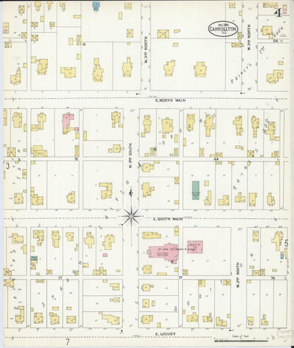 Sanborn Fire Insurance Map from Carrollton, Greene County, Illinois (1906), Sheet #0004 - Complete Map Set gallery image, historic Sanborn map, vintage wall art, Illinois Illinois